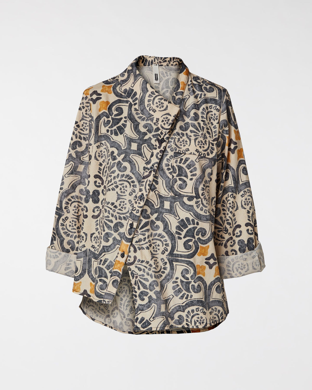 Camicia con mezzo colletto e stampa