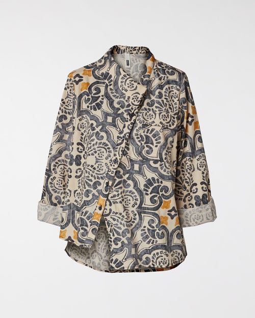 Camicia con mezzo colletto e stampa