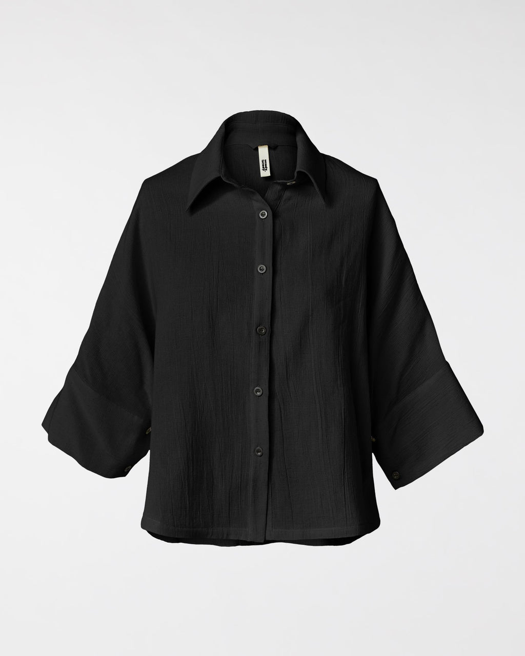 Camicia in ramiè e cotone nera
