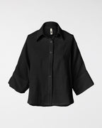 Camicia in ramiè e cotone nera