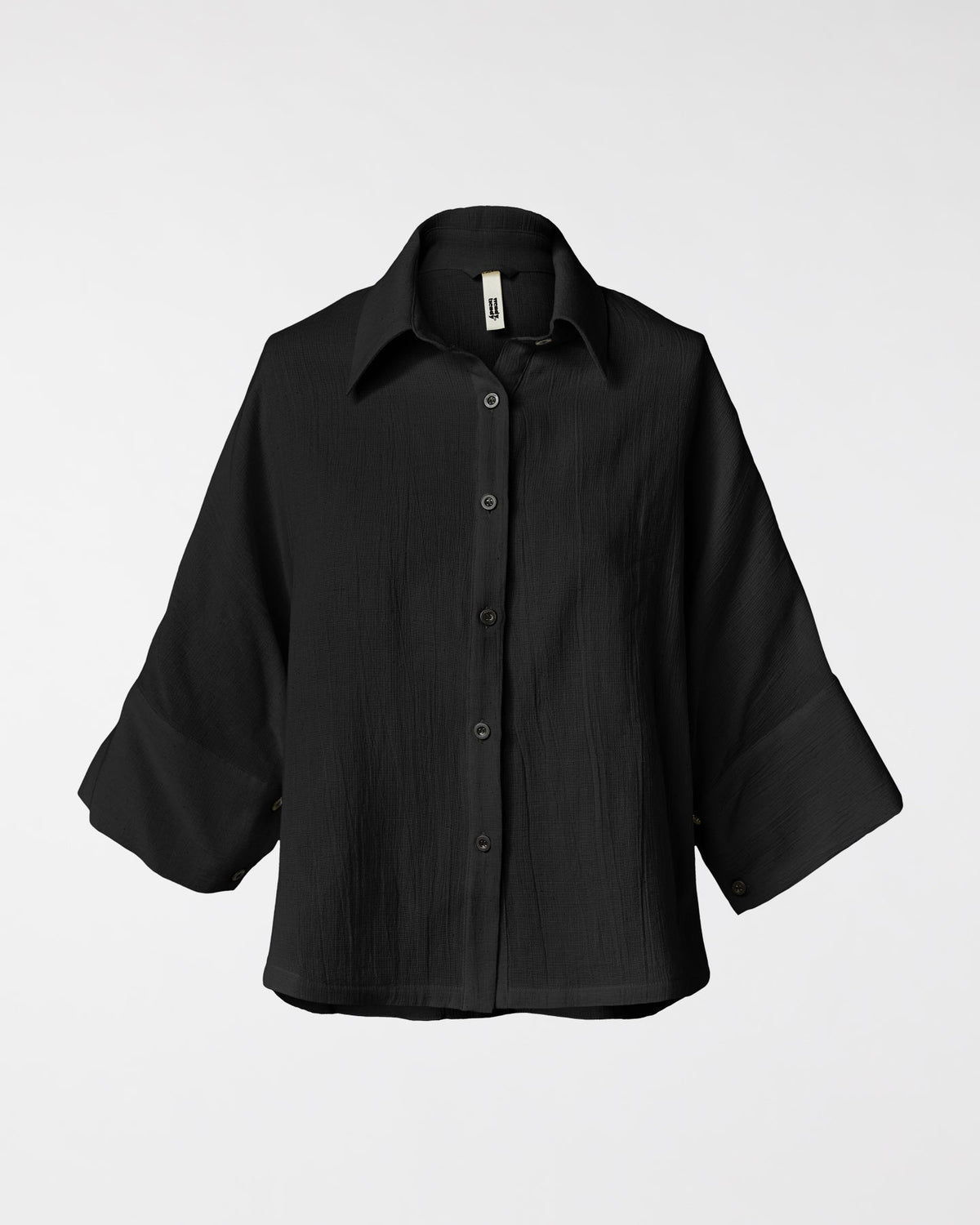 Camicia in ramiè e cotone nera