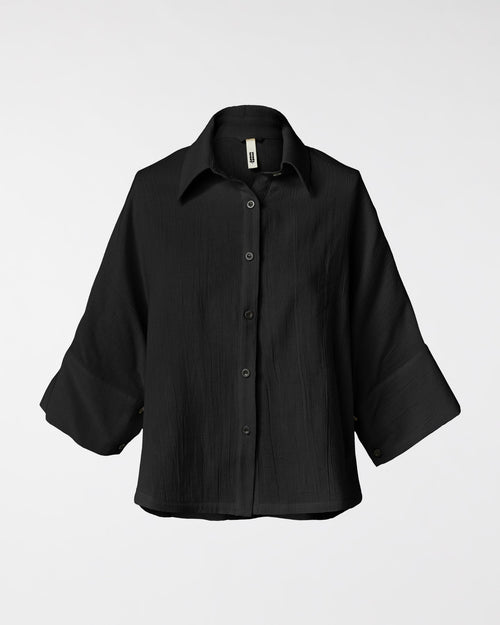 Camicia in ramiè e cotone nera