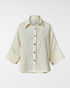 Camicia in ramiè e cotone panna