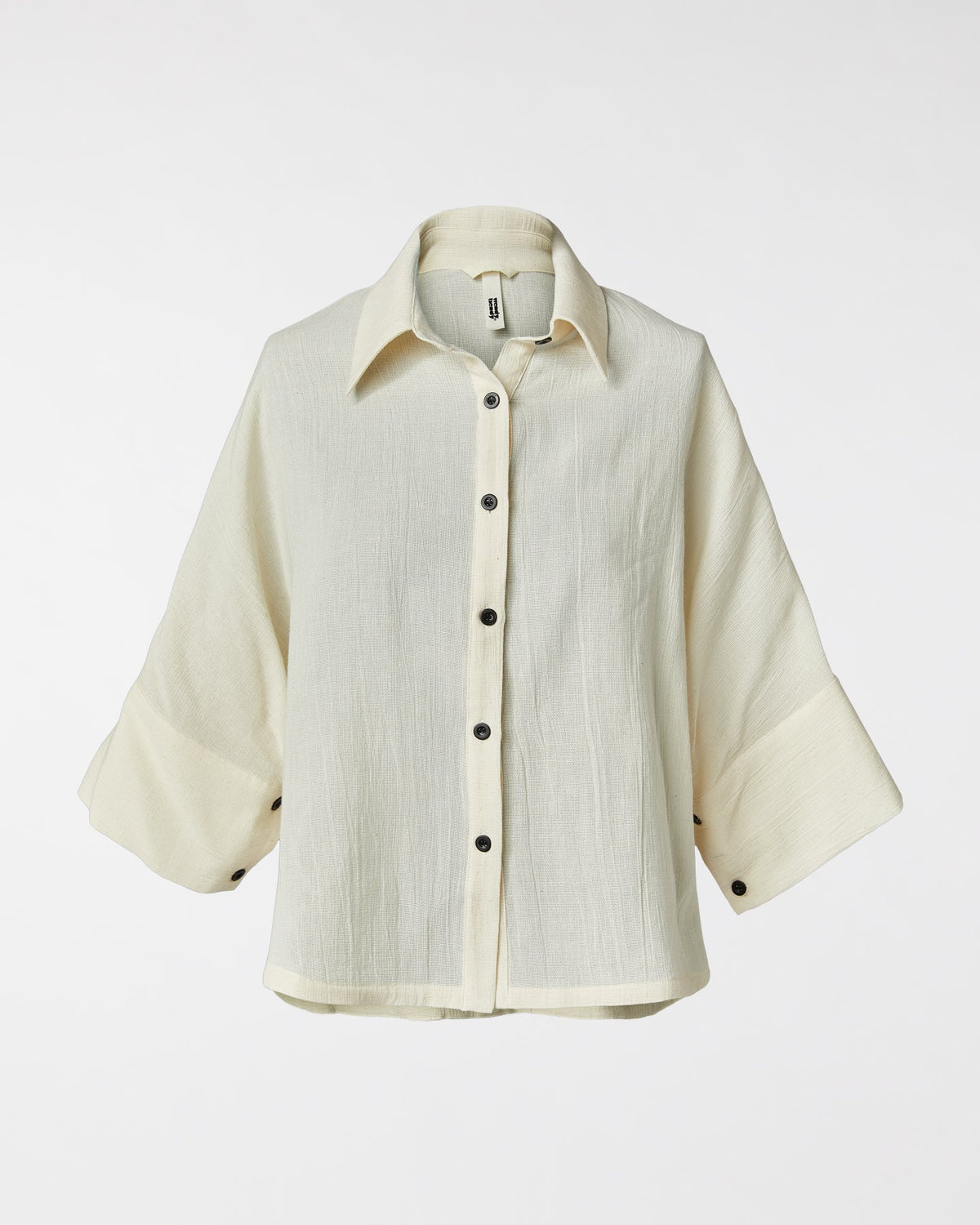 Camicia in ramiè e cotone panna