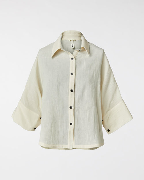 Camicia in ramiè e cotone panna