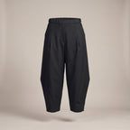 Pantaloni a barile con elastico in vita neri - davanti
