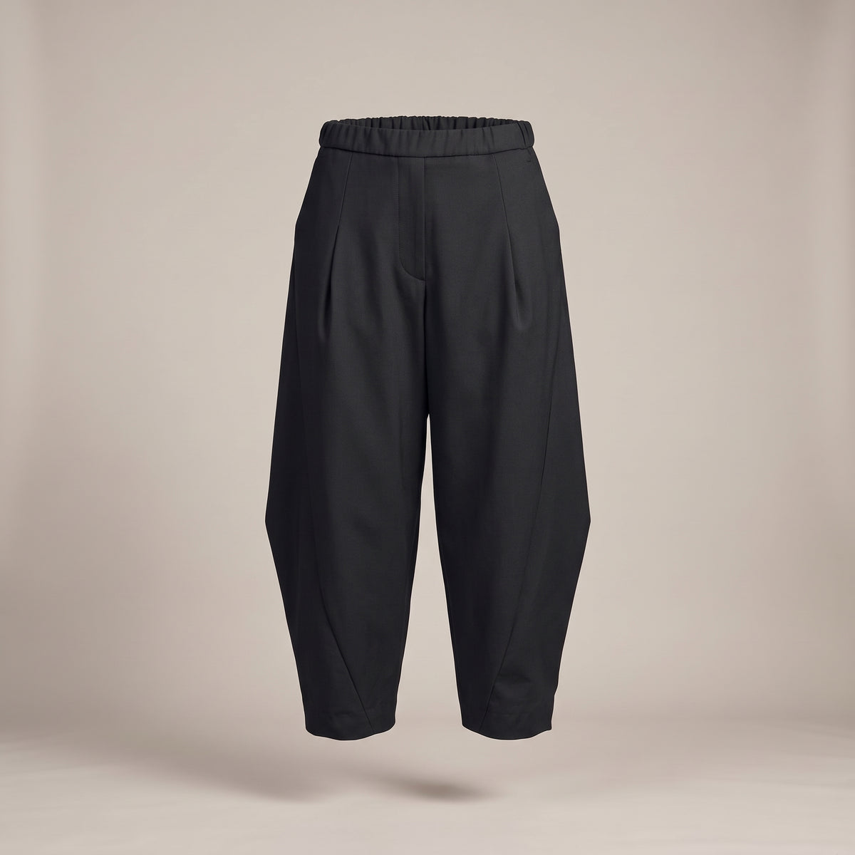 Pantaloni a barile con elastico in vita neri - davanti