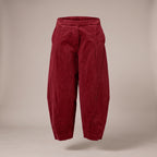 Pantaloni baggy in velluto a costine amarena