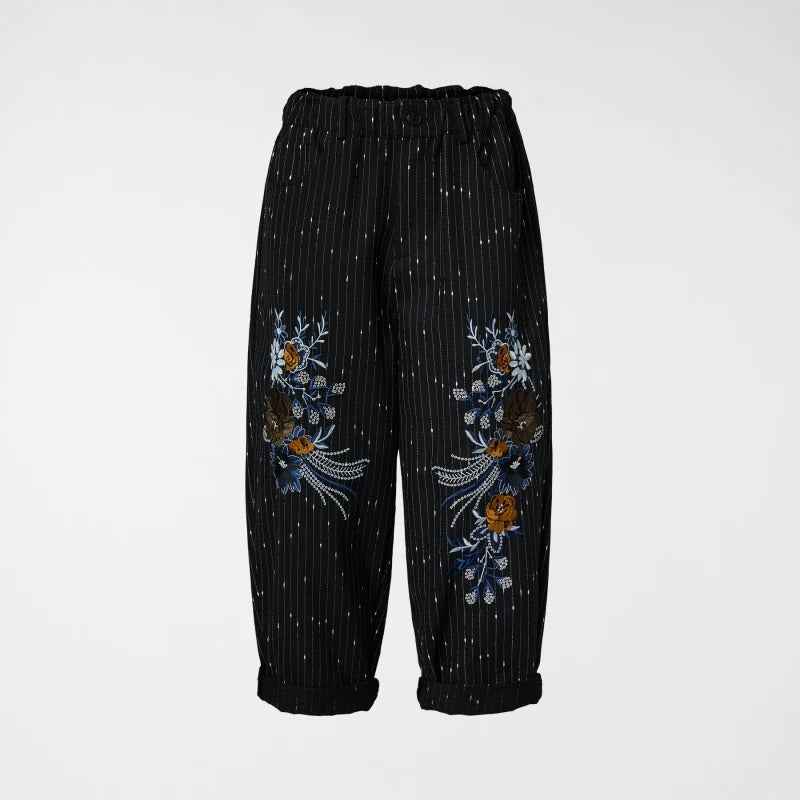 TROUSERS WITH FLORAL EMBROIDERY - WENDY TRENDY