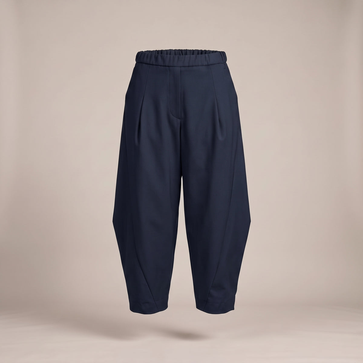Pantaloni a barile con elastico in vita blu navy - davanti