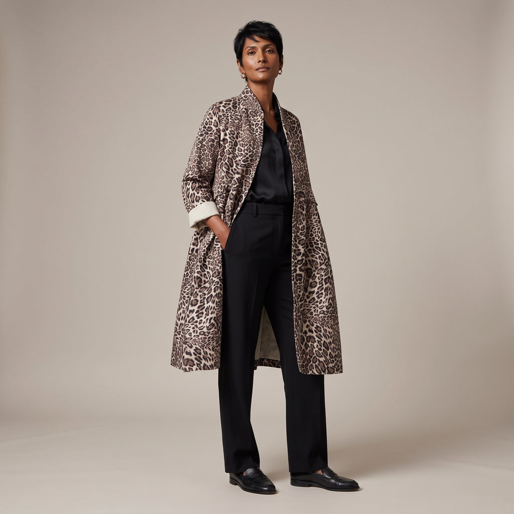 Cappotto animalier indossato - davanti