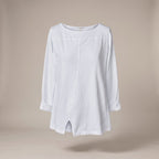 Maglia in cotone con spacchetto bianca - davanti