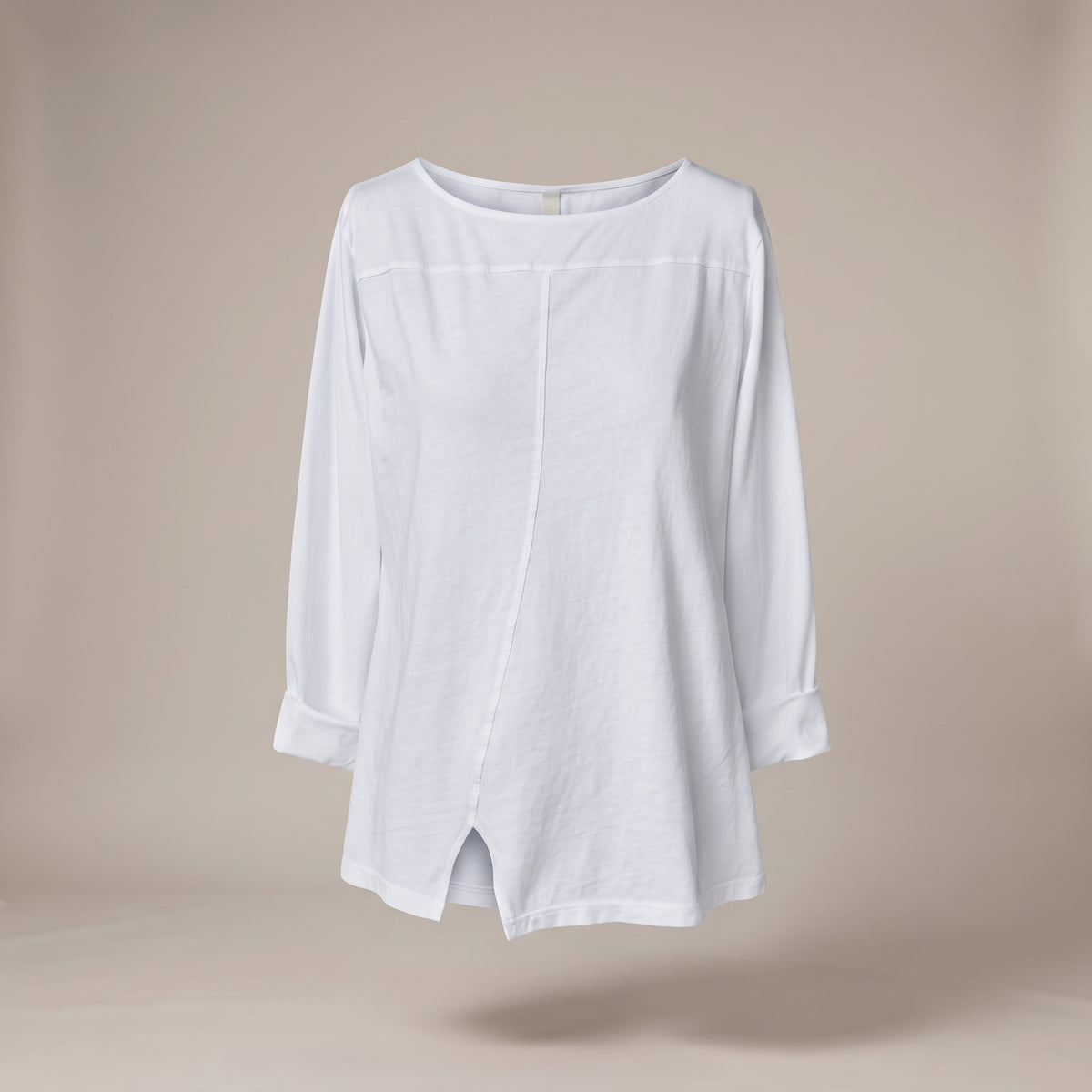 Maglia in cotone con spacchetto bianca - davanti