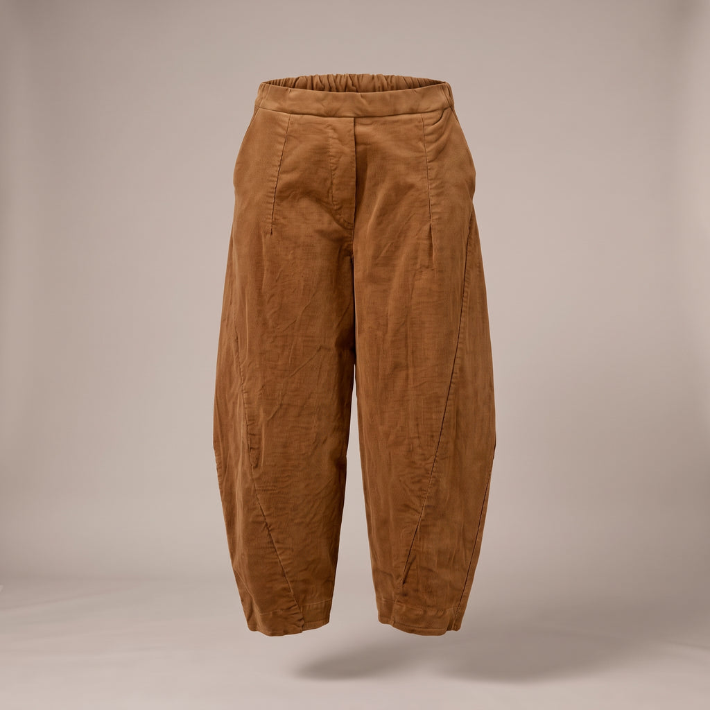 Pantaloni baggy in velluto a costine caramello