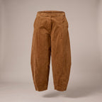 Pantaloni baggy in velluto a costine caramello
