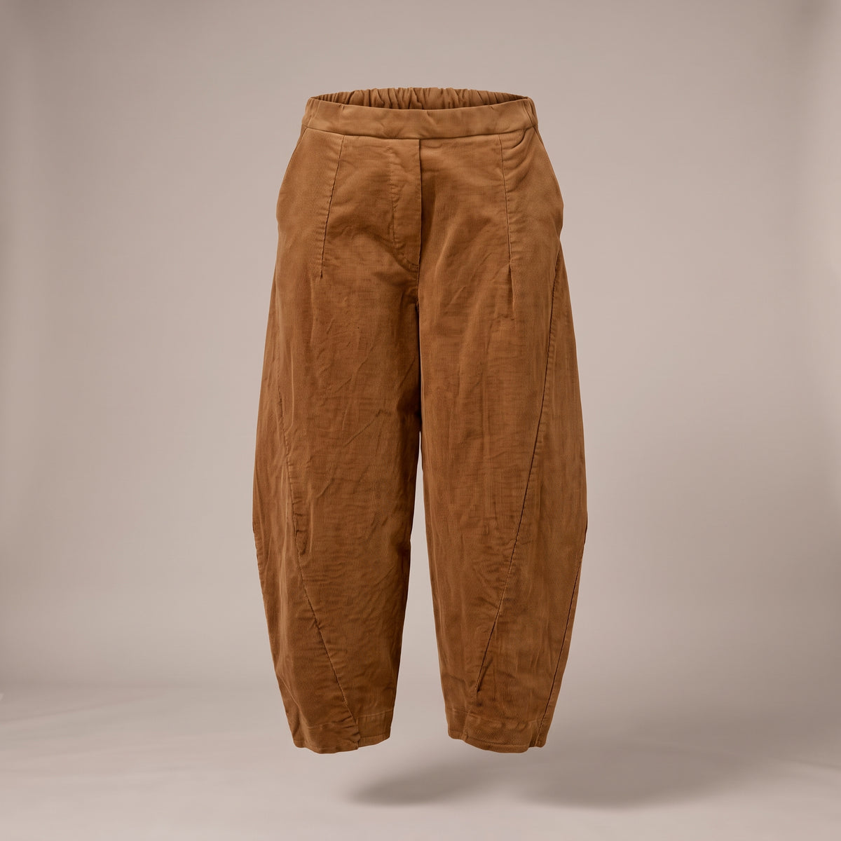 Pantaloni baggy in velluto a costine caramello