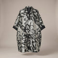 Giacca kimono a fiori effetto goffrato bianco - davanti