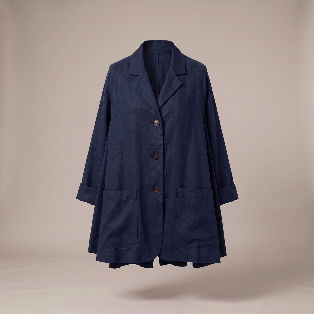 Giacca svasata di velluto blu navy