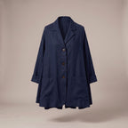 Giacca svasata di velluto blu navy
