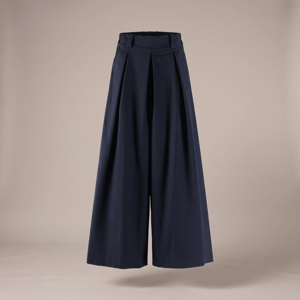 Pantaloni palazzo con passanti blu navy - davanti