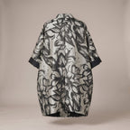 Giacca kimono a fiori effetto goffrato bianco - retro