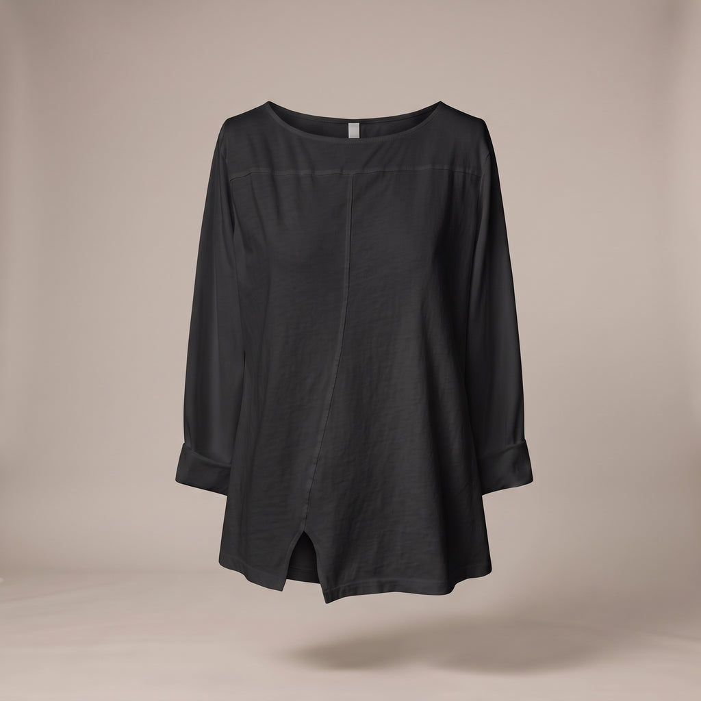 Maglia in cotone con spacchetto nera