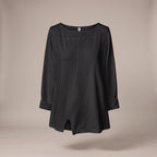 Maglia in cotone con spacchetto nera