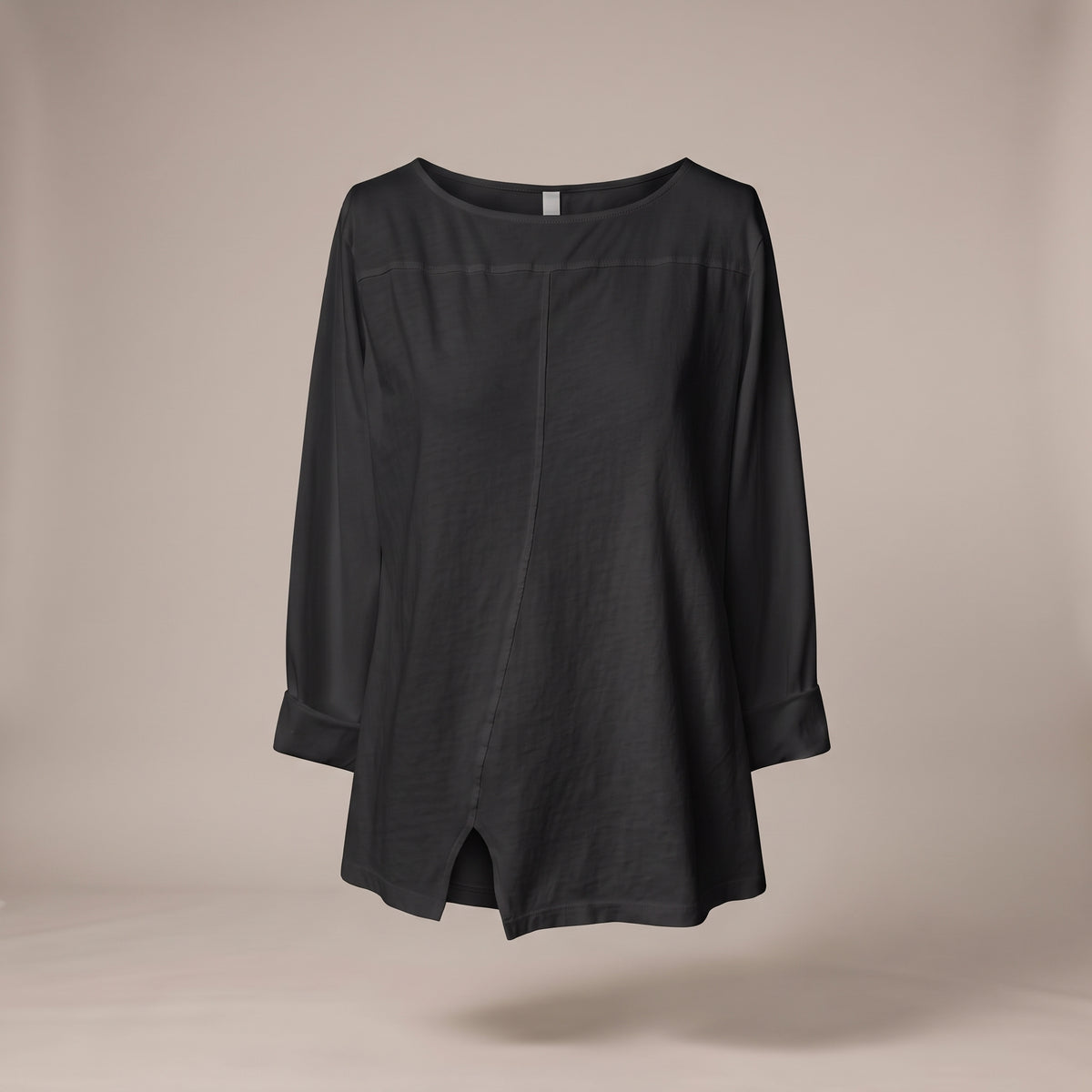 Maglia in cotone con spacchetto nera